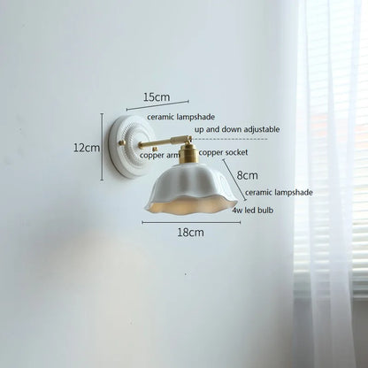 DecorBites™ Ceramic LED Wall Light with Copper Arm Socket for Bedroom Living Room
