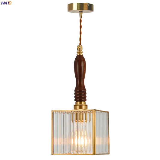 DecorBites™ Glass LED Pendant Lamp: Japanese Vintage Copper Hanging Light for Home Decor