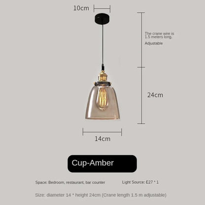 Decorbites™ Bernsteinfarbenes Vintage-Glas-Pendant-Licht für elegante Esszimmer-Dekoration