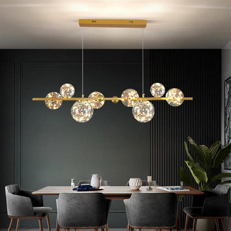 Brass Modern LED Chandelier 8-Head 100cm Kitchen