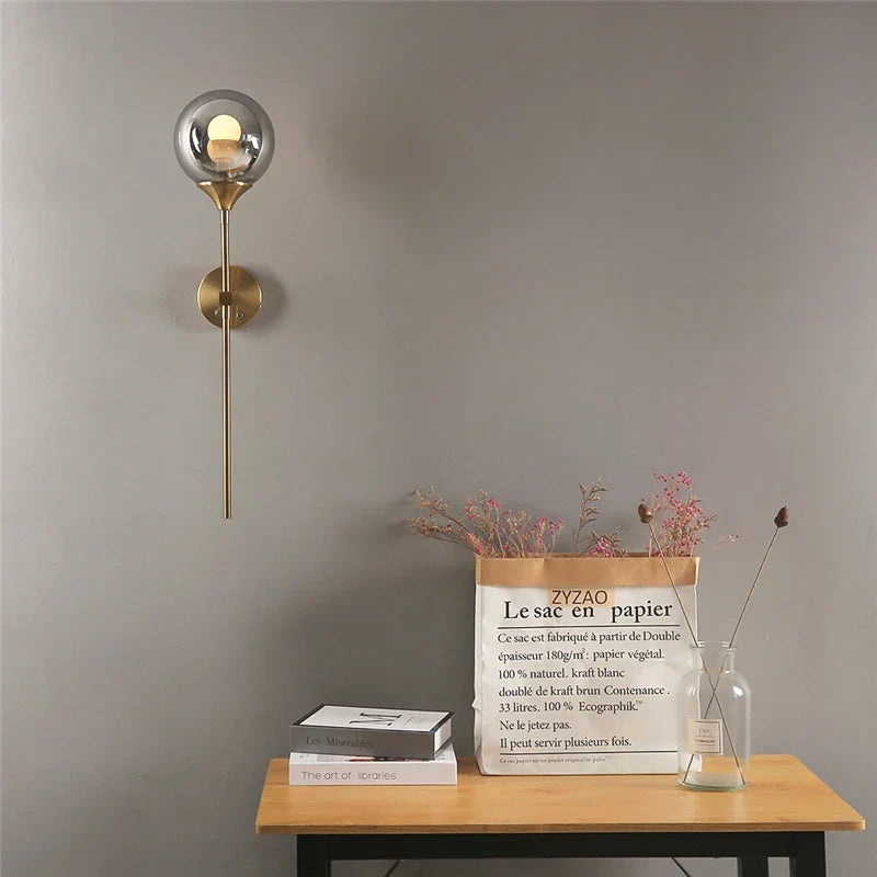 DecorBites™ Golden Glass Ball LED Wall Light with Touch Switch