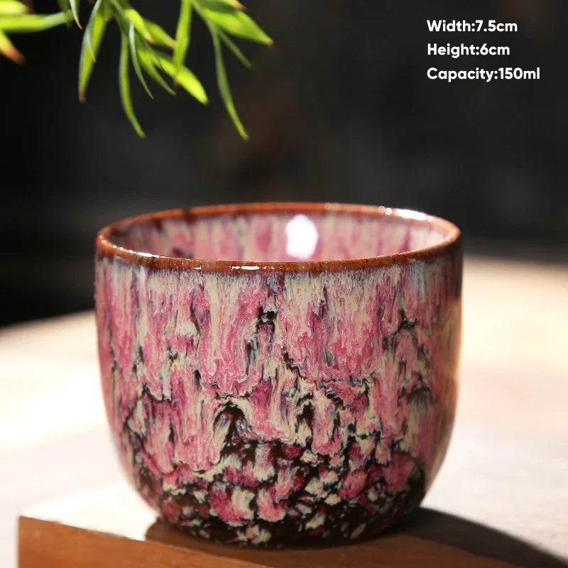 DecorBites™ Japanese Kiln Transformation Ceramic Tea Cup Espresso Coffee Mug Pottery Kung Fu Teacup