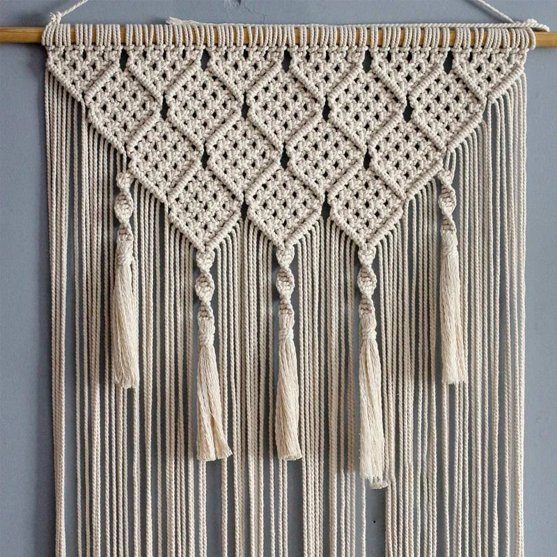 Decobites Macrame Boho Curtain Tapestry with Tassels