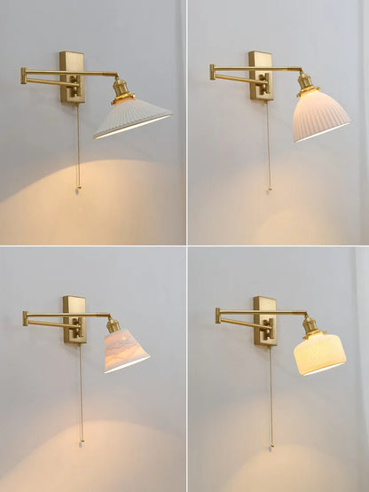 DecorBites™ Brass Swing Arm Wall Sconce Creamic Wall Lights