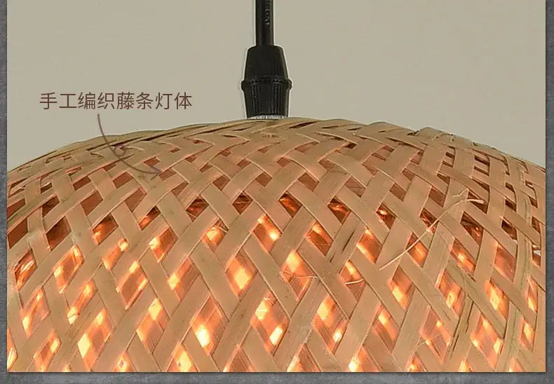 DecorBites™ Hand-Knit Bamboo Pendant Ceiling Light