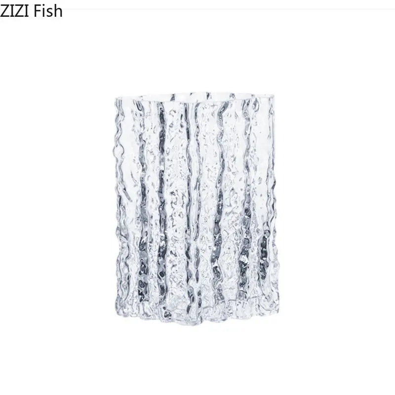 DecorBites™ Clear Ice Vase for Hydroponic Flowers Desk Decor Bouquets Minimalist Floral Arrangement Modern Glass Pot