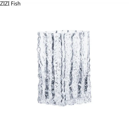 DecorBites™ Clear Ice Vase for Hydroponic Flowers Desk Decor Bouquets Minimalist Floral Arrangement Modern Glass Pot