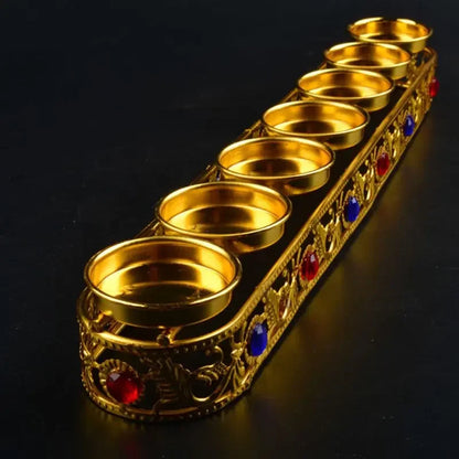 حامل شمعدان مرصع بالجواهر من DecorBites™ لمذابح وديكورات الزفاف البوذية.