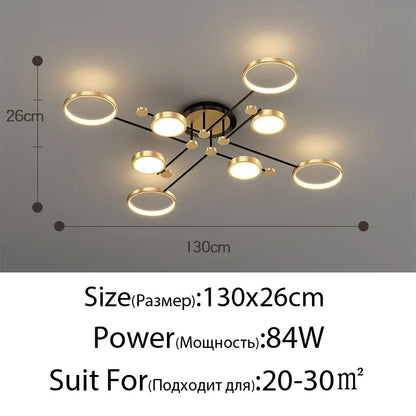DecorBites™ Gold Frame LED Chandelier: Modern Lighting for Living Room, Bedroom - Indoor Fixture & Lustres