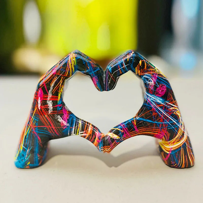 Esculturas DecorBites™ de gestos de amor - Figuras de arte pop con forma de mano en forma de corazón