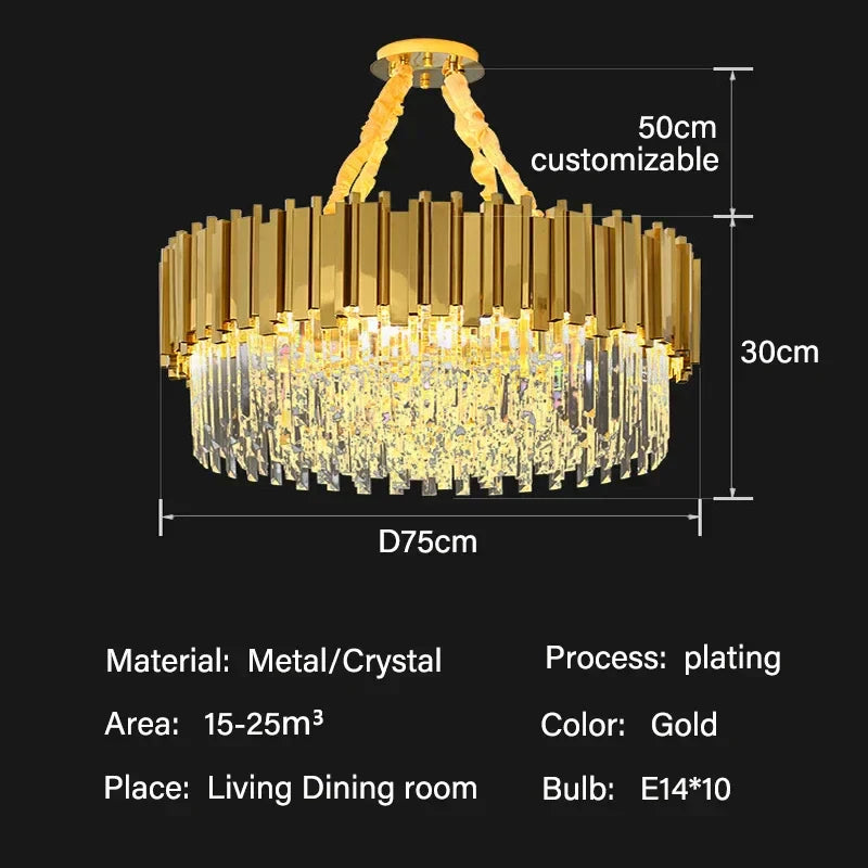 DecorBites™ Crystal Oval Ceiling Chandelier LED Lights Bedroom Living Room Lighting