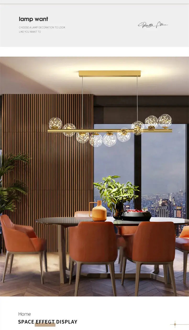 DecorBites™ Modern LED Glass Chandelier for Dining Room