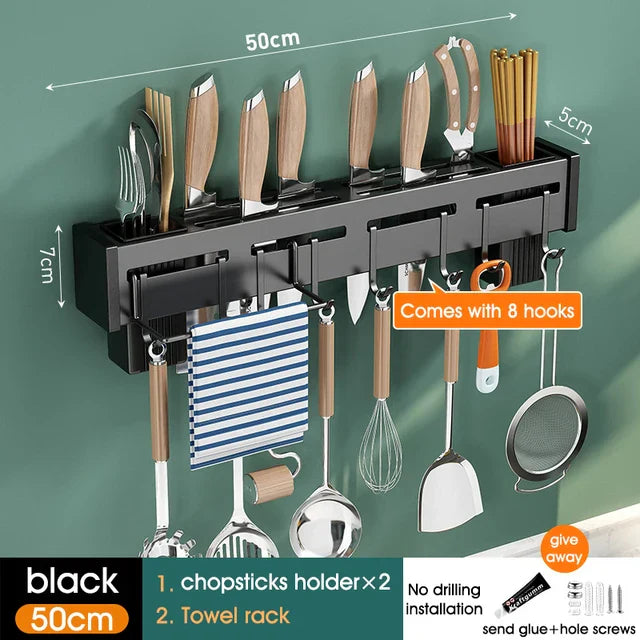 Organizador de Cocina Decorbites™: Estante de Almacenamiento Multifuncional para Cuchillos y Palillos Montado en la Pared