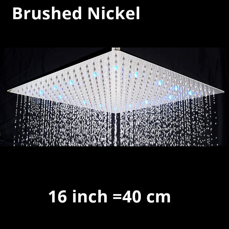 DecorBites™ 16 Inch Stainless Steel Chrome Square Rainfall Shower Head for Bathroom