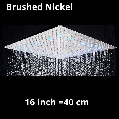 DecorBites™ 16 Inch Stainless Steel Chrome Square Rainfall Shower Head for Bathroom