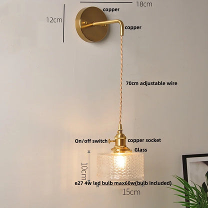 DecorBites™ Clear Glass LED Wall Lights with Adjustable Pull Chain Switch