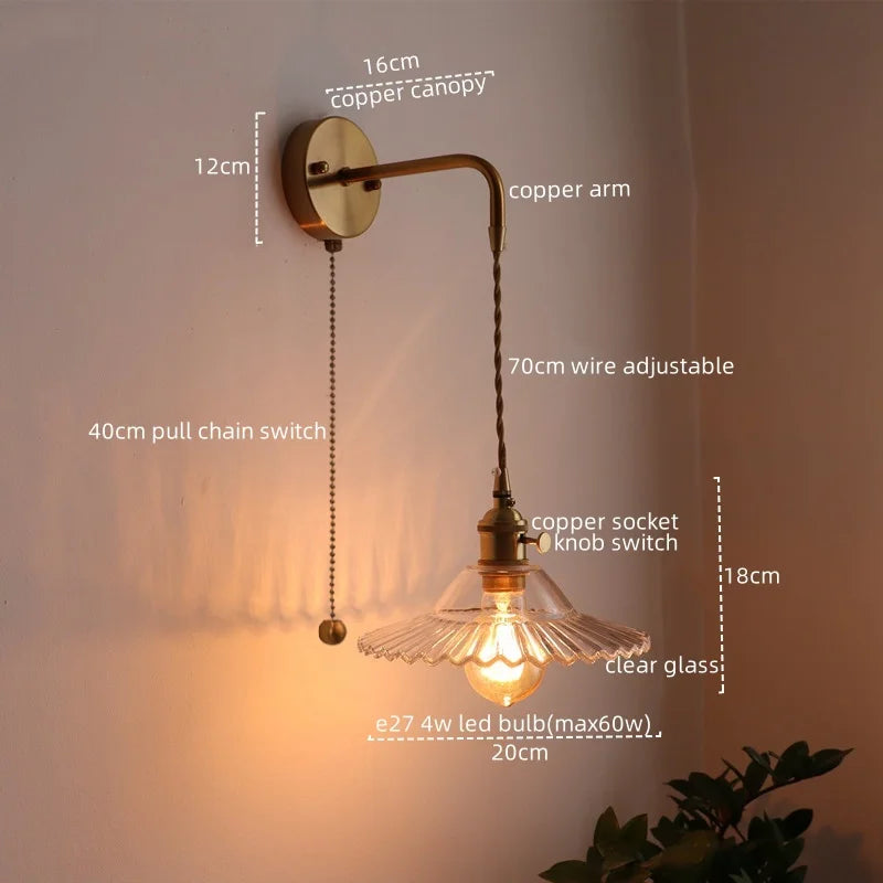 DecorBites™ LED Wall Lamp Glass Copper Arandelas Para Parede Retro Style for Living Room
