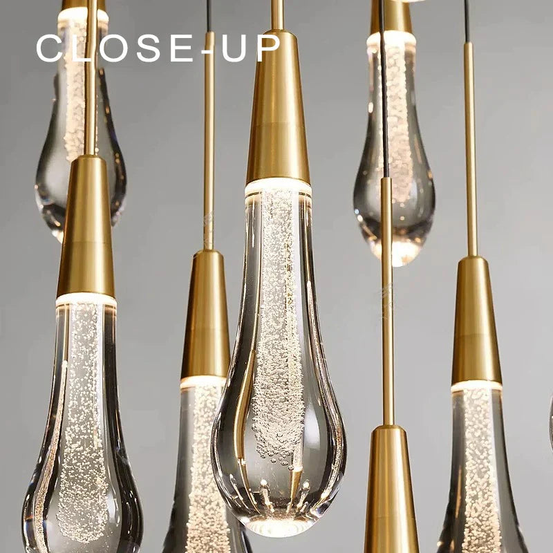 DecorBites™ Crystal Water-drop Ceiling Chandelier, Elegant Dining Room Décor.