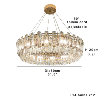 DecorBites™ Clear Crystal Oval Chandelier | Luxury Dining Room Light | Height Adjustable Hanglamp