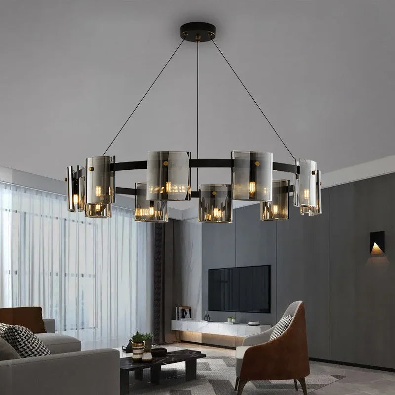 DecorBites™ Elegant Smoky Glass Chandelier Ceiling Lighting for Dining Living Bedroom