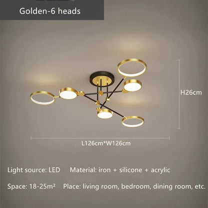 DecorBites™ Gold Frame LED Remote Control Dimmable Ceiling Lamp for Living Room, Dining, Bedroom