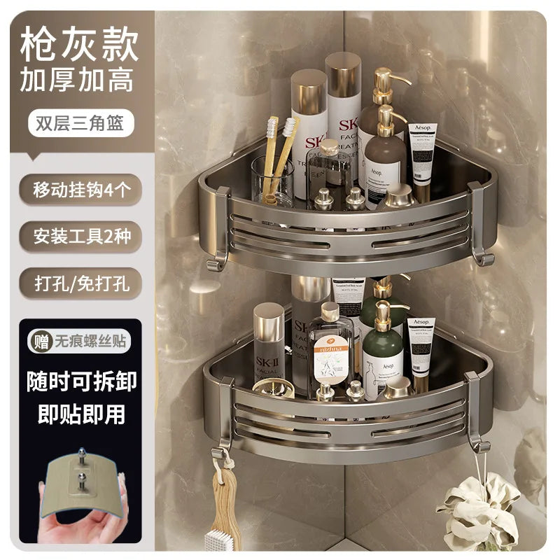 Organizador de estantes de esquina DecorBites™: Estante de almacenamiento de pared para baño y cocina