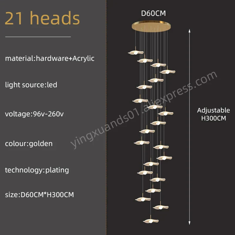 Decorbites™ Lámparas de Araña de Acrílico Dorado LED de Colgante Modernas para Escalera y Sala de Estar
