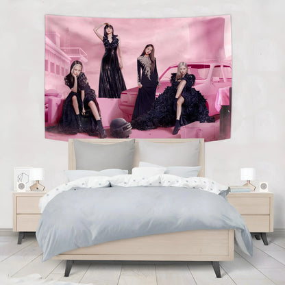 Decobites Kpop Black Pink Girl Group Tapestry Banner Concert Decorative Painting