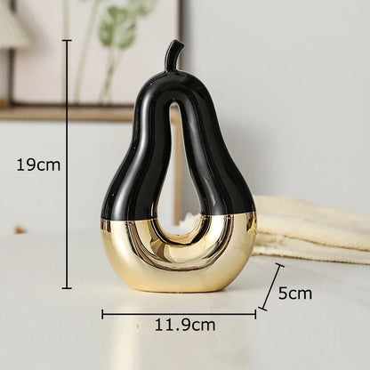 DecorBites™ Gold Apple Pear Statue Ceramic Ornaments Desk Decoration Modern Crafts Sculpture