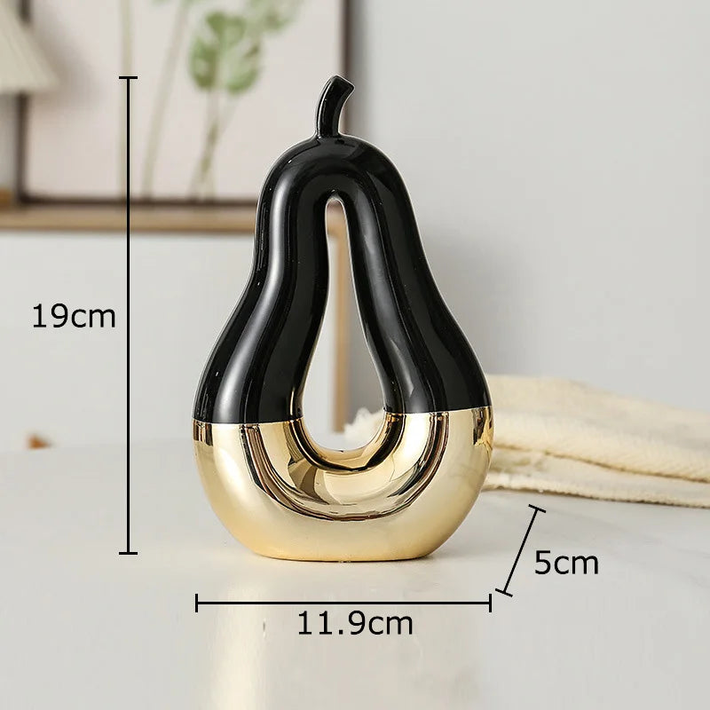 Estatua de Pera de Manzana de Oro Decorbites™ Ornamentos Cerámicos Decoración de Escritorio Escultura Artesanal Moderna