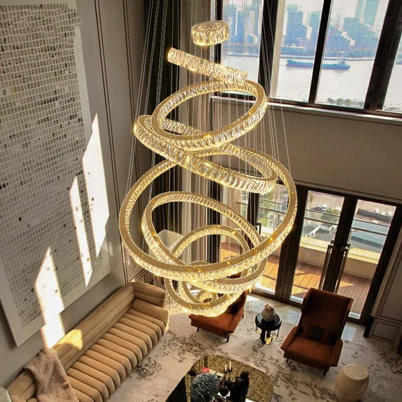 DecorBites™ Crystal Chandelier: Elegant Living Room & Stair Pendant Light