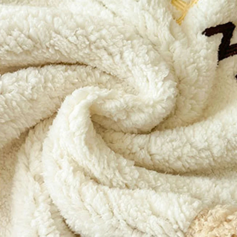 DecorBites™ Cartoon Lamb Wool Blanket: Soft & Warm Sofa Cover for Autumn/Winter