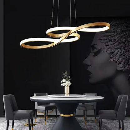DecorBites™ Gold LED Chandelier: Modern Nordic Dining Room Pendant Lights, Ideal for Kitchen, Bar, Office.