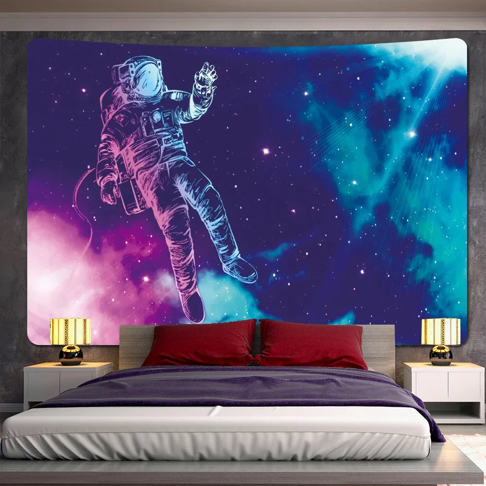 Decobites Futuristic Astronaut Tapestry Wall Hanging - Boho Room Decor for Hip Beach Vibe