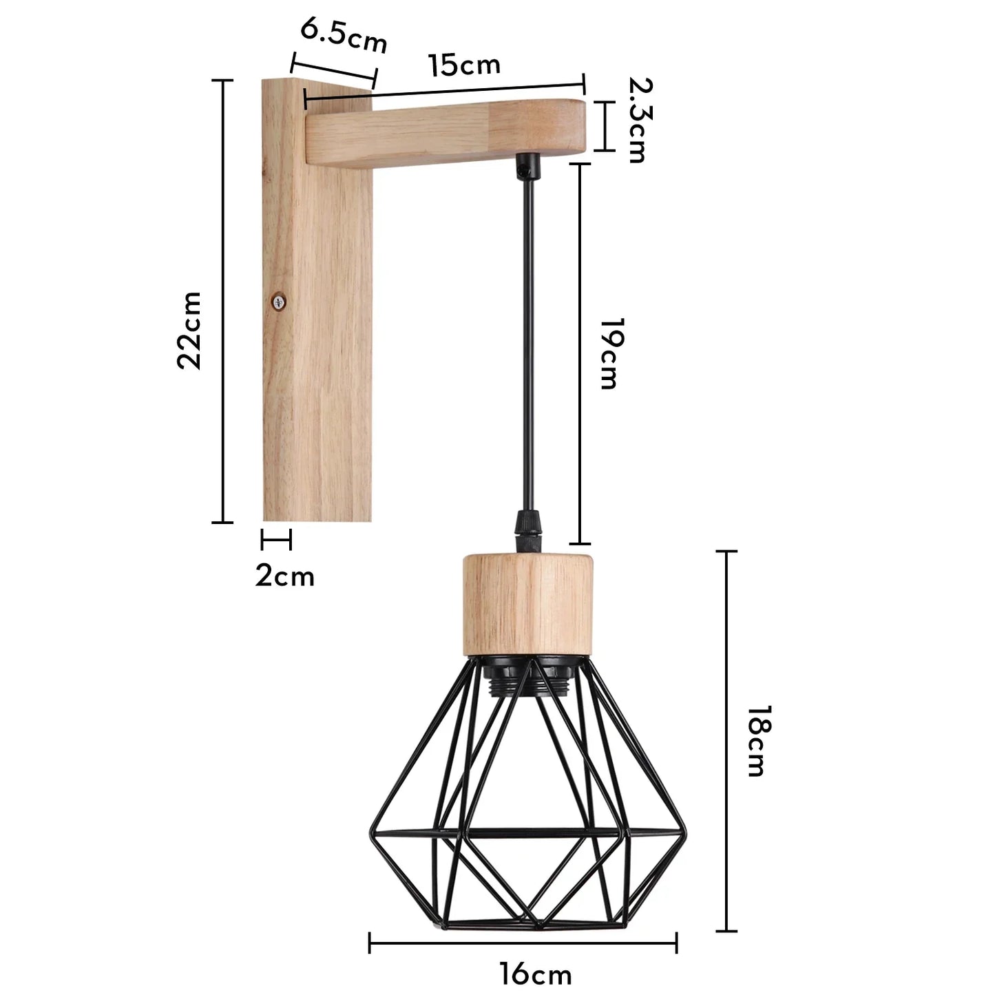 Decorbites™ Loft Amerikanisches Eisenholz Wandarmleuchte Vintage Käfigschutz Lampenschirm Armatur