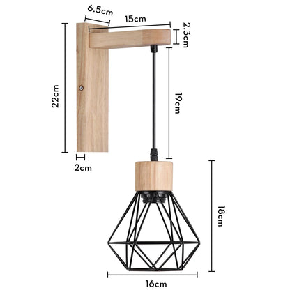 Decorbites™ Loft Amerikanisches Eisenholz Wandarmleuchte Vintage Käfigschutz Lampenschirm Armatur