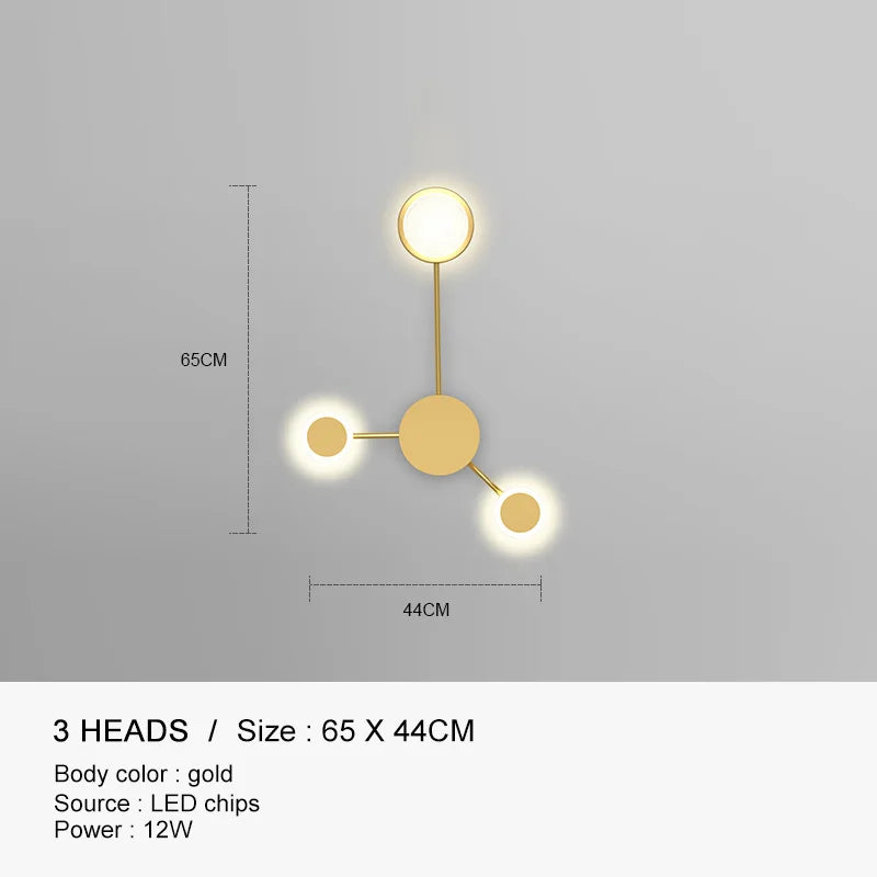 DecorBites™ مصباح حائط LED أسود ذهبي مناسب للاستخدام الداخلي في غرف النوم والمعيشة والسلالم والبار