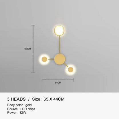 DecorBites™ مصباح حائط LED أسود ذهبي مناسب للاستخدام الداخلي في غرف النوم والمعيشة والسلالم والبار