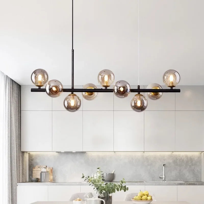 DecorBites™ 9-Light Black LED Pendant Chandelier for Modern Living Spaces