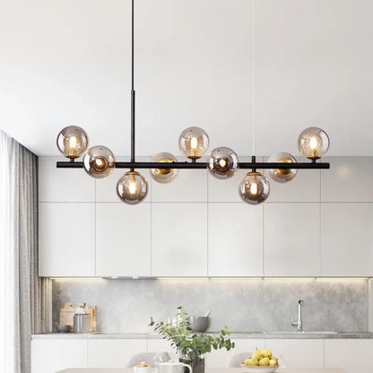 DecorBites™ 9-Light Black LED Pendant Chandelier for Modern Living Spaces