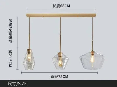 DecorBites™ Glass Chandelier: Amber Pendant Lights for Dining, Living Room, Bedroom, Hotel, Cafe