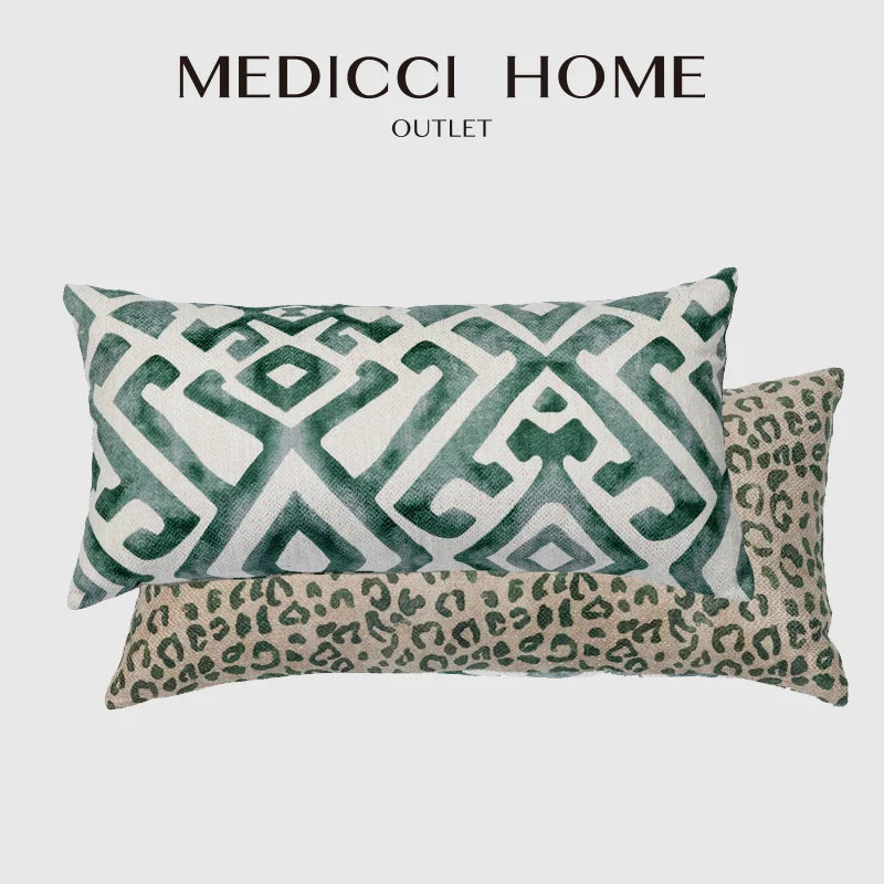 Decorbites™ Leopardmuster & Vintage-Geometrie Bolster-Kissenbezug 30x65 cm