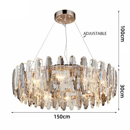 DecorBites™ LED Leaf Chandelier: Modern Living Room Decor Lighting for Duplex Rotating Stairs