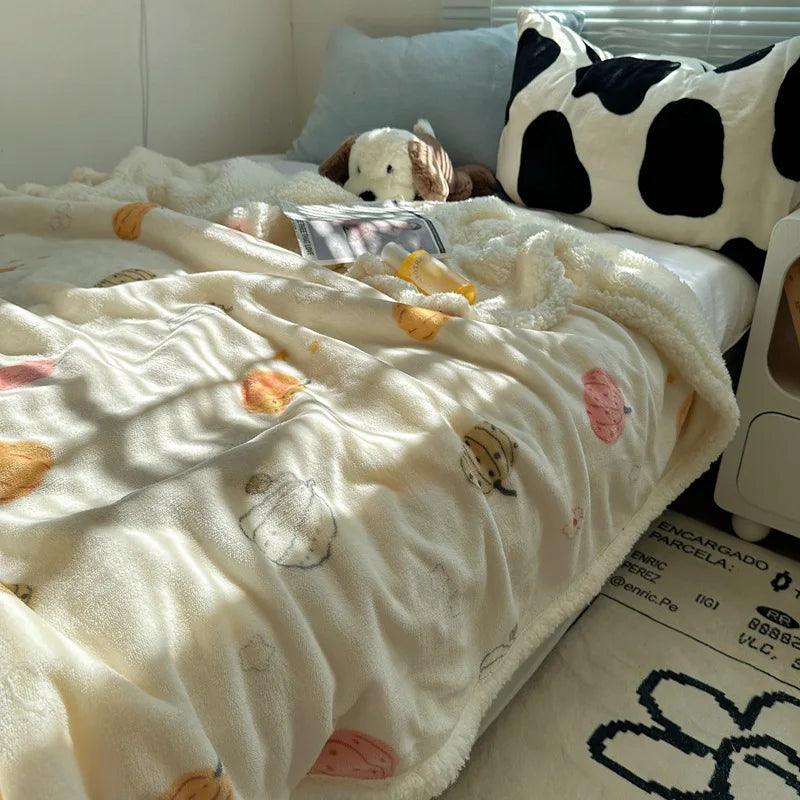 DecorBites™ Lamb Nap Cartoon Coral Velvet Blanket: Super Soft, Thick, and Cute for Winter