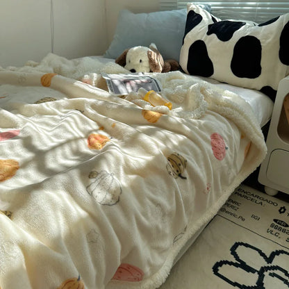 DecorBites™ Lamb Nap Cartoon Coral Velvet Blanket: Super Soft, Thick, and Cute for Winter