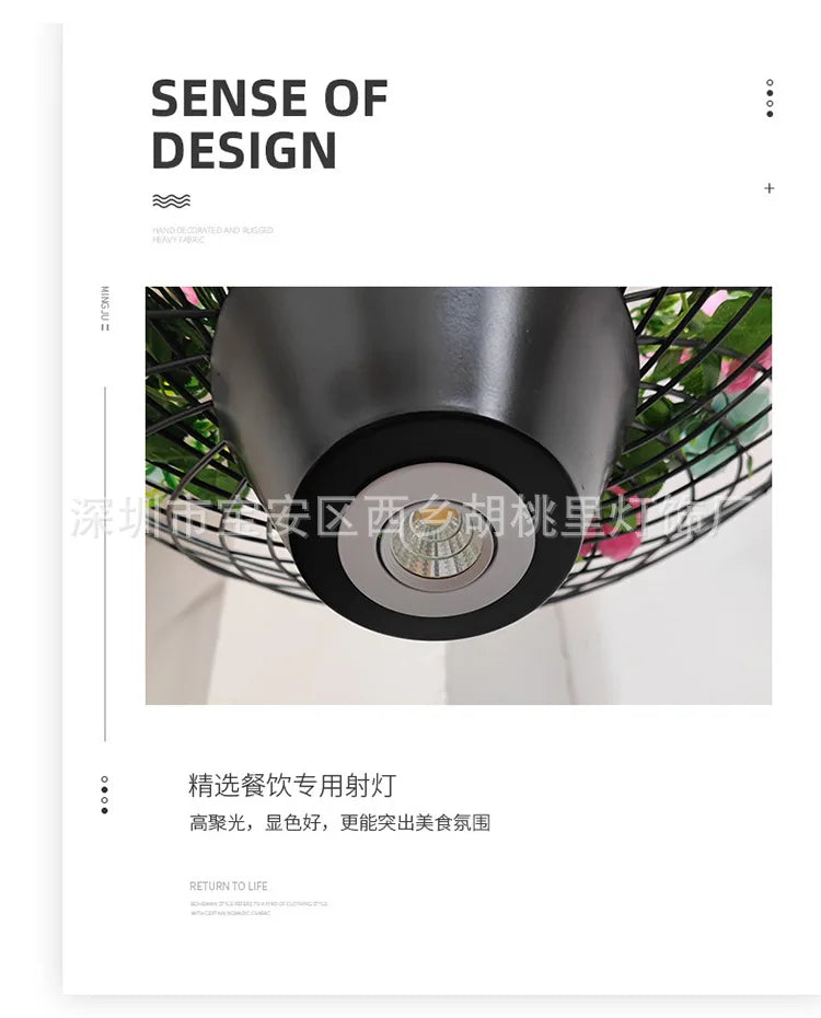 DecorBites™ Industrial Barbecue Restaurant Plant Light - Round Table Decorative Pendant