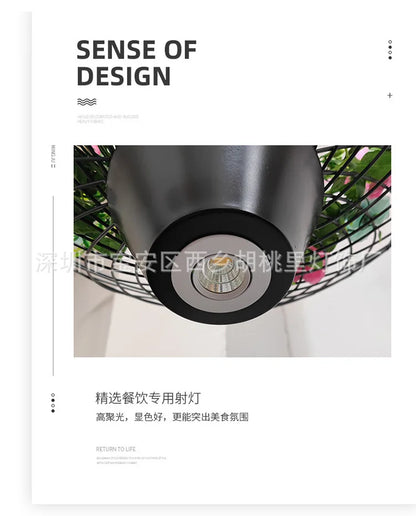 DecorBites™ Industrial Barbecue Restaurant Plant Light - Round Table Decorative Pendant