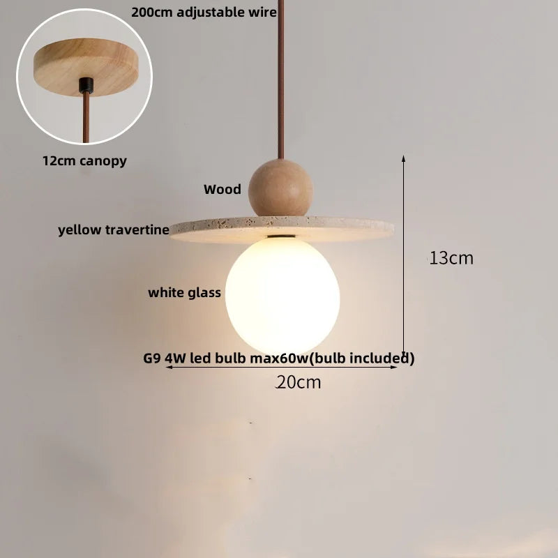 DecorBites™ LED Wood Pendant Light Fixture Wabi Sabi Hang Lamp for Living Room