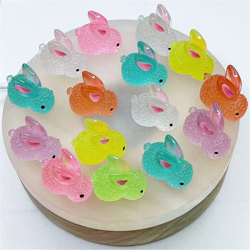 DecorBites™ Fluorescence Micro Rabbit Figurine: Miniature Room Decor Ornaments