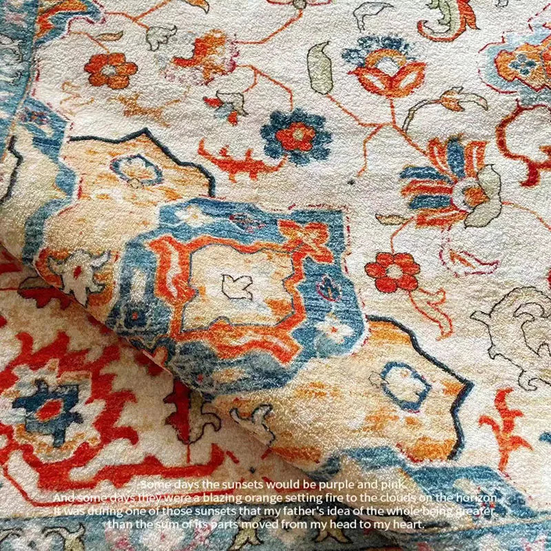 DecorBites™ Circular Geometric Cashmere Floor Mat for Living Room, Stain Resistant & Easy-Clean